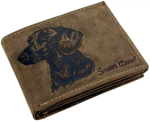 GreenDeed bőr pénztárca tacskó mintával, RFID védelemmel 12 × 9,2 cm
