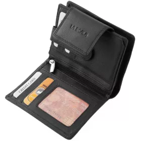 La Scala fekete női bőr pénztárca 13 × 10 cm