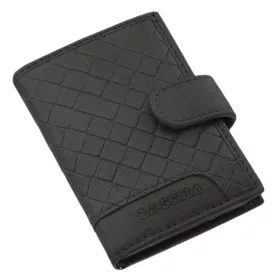 LA SCALA fekete bőr kártyatartó, RFID 7,5 × 10 cm