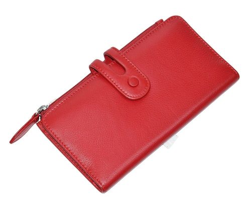 La Scala piros színű női nagyméretű bőr pénztárca  19 x 10,5 cm