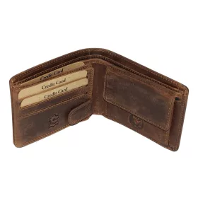   GreenDeed férfi barna bőr pénztárca díszdobozban 10,5 × 8 cm
