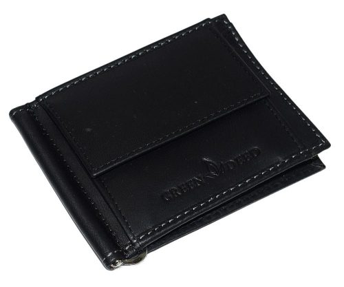 GreenDeed fekete bőr dollártárca 11,8 × 9,2 cm