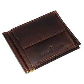 GreenDeed barna bőr dollártárca 11,8 × 9,2 cm