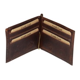 GreenDeed barna bőr dollártárca 11,8 × 9,2 cm