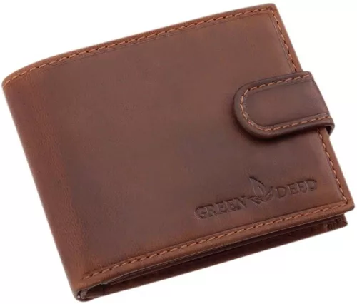 GreenDeed férfi barna bőr pénztárca díszdobozban 11,5 × 9,5 cm
