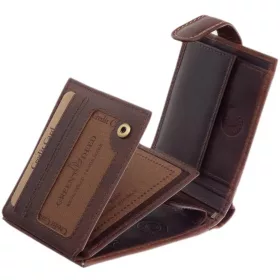   GreenDeed férfi barna bőr pénztárca díszdobozban 11,5 × 9,5 cm