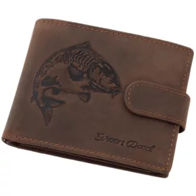   GreenDeed horgász bőr pénztárca ponty mintával 12,3 x 9 cm