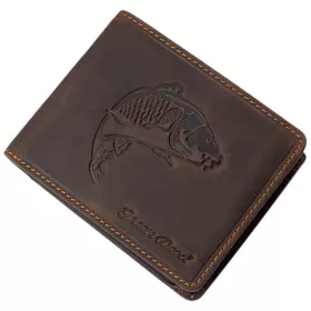   GreenDeed horgász bőr pénztárca ponty mintával 12,3 x 9 cm