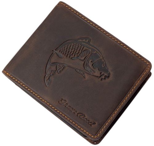 GreenDeed horgász bőr pénztárca ponty mintával 12,3 x 9 cm