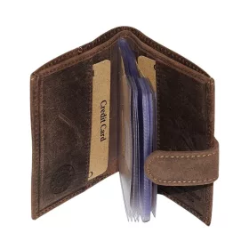   GreenDeed átkapcsos, barna bőr kártyatartó 10,5 × 7,8 cm