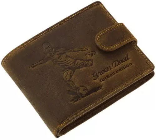 GreenDeed átkapcsos bőr pénztárca focis mintával 12 × 9,3 cm