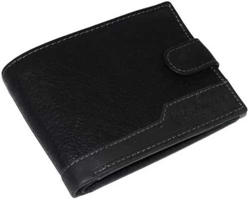 GreenDeed átkapcsos, férfi, fekete színű bőr pénztárca 13 × 9,5 cm