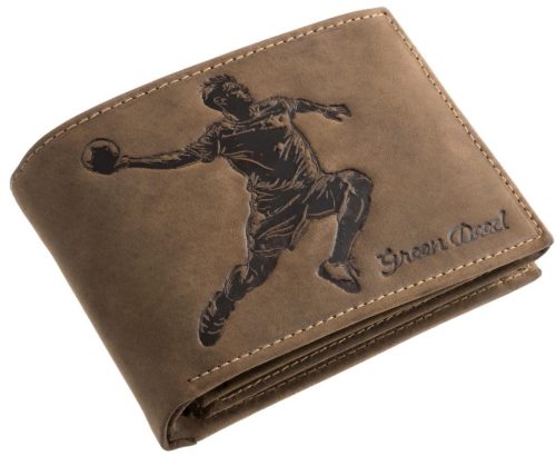 GreenDeed férfi barna bőr pénztárca kézilabdás mintával 12 × 9,2 cm