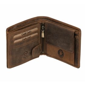   GreenDeed férfi barna bőr pénztárca kézilabdás mintával 12 × 9,2 cm