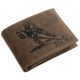 GreenDeed férfi barna bőr pénztárca jégkorongos mintával 12 × 9,2 cm