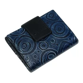   Giultieri: nyomott mintás,  fekete női bőr pénztárca 12 x 9,5 cm
