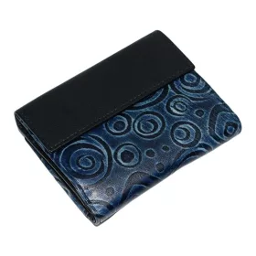   Giultieri: nyomott mintás,  fekete női bőr pénztárca 12 x 9,5 cm