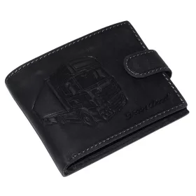   GreenDeed fekete bőr pénztárca kamion lenyomattal, RFID 12 × 9,2 cm