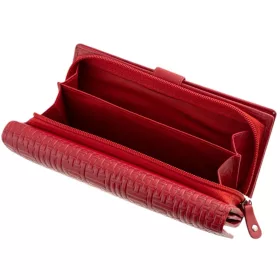   Női pénztárca valódi bőrből La Scala Luxury piros bőr pénztárca  13 x 9,5 cm