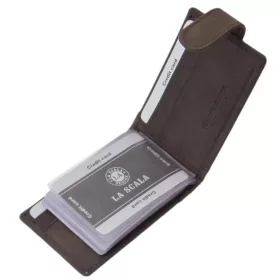 LA SCALA sötétbarna bőr kártyatartó, RFID 10,5 x 7 cm