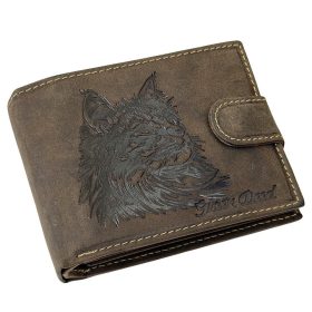 GreenDeed bőr pénztárca macska lenyomattal, RFID