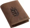 GreenDeed barna bőr irattartó pénztárca magyar címer mintával 12,6 × 9,5 cm