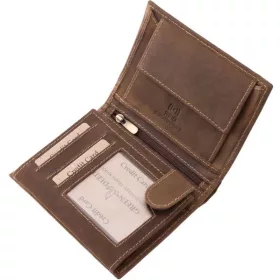   GreenDeed barna bőr irattartó pénztárca magyar címer mintával 12,6 × 9,5 cm
