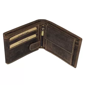   GreenDeed barna bőr pénztárca medve lenyomattal 12 × 9,5 cm