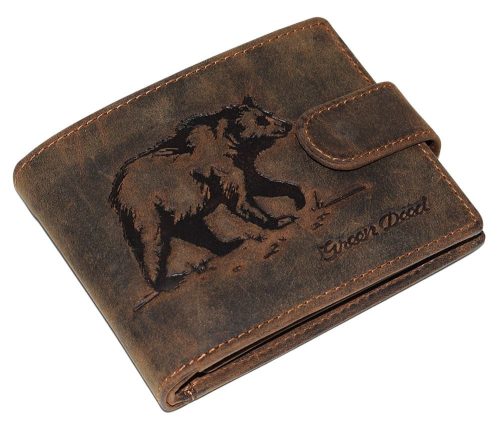 GreenDeed vadász bőr pénztárca medve lenyomattal 12 × 9,5 cm