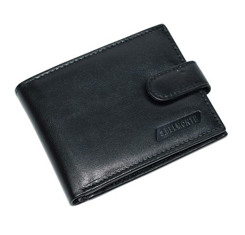 S.Belmonte férfi, bőr, átfogópántos, fekete színű pénztárca 11,5 × 9 cm