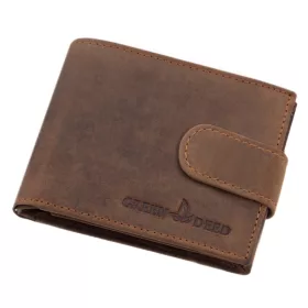   GreenDeed kisméretű férfi barna bőr pénztárca, 10 × 8 cm
