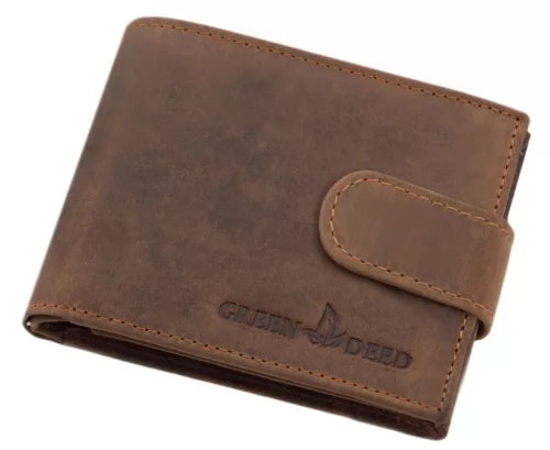 GreenDeed kisméretű férfi barna bőr pénztárca, 10 × 8 cm