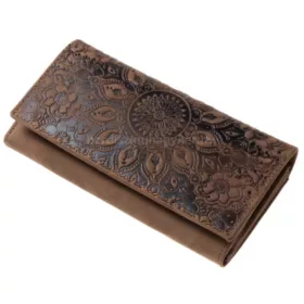   GreenDeed női bőr barna pénztárca mandala mintával 18,6 × 10 cm