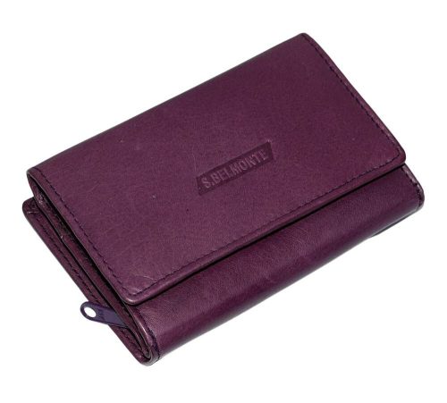 S. Belmonte lila női bőr pénztárca 12,5 × 8,5 cm