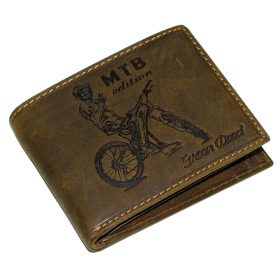 GreenDeed bőr pénztárca mountain bike mintával