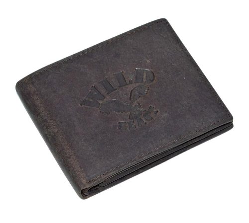 Wild Beast sötétbarna bőr pénztárca sas mintával 12 x 9,5 cm