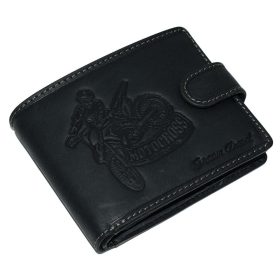   GreenDeed átkapcsos, fekete bőr pénztárca motocross mintával