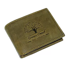 GreenDeed bőr pénztárca életfa lenyomattal, RFID