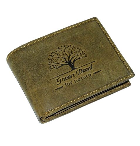 GreenDeed bőr pénztárca életfa lenyomattal, RFID