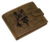 GreenDeed barna bőr pénztárca németjuhász mintával, RFID 12 × 9,3 cm