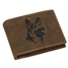 GreenDeed bőr pénztárca német juhászkutya mintával, RFID védelemmel