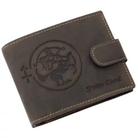   GreenDeed férfi bivalybőr pénztárca Nyilas csillagjegy mintával 12 × 9,2 cm