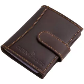   GreenDeed barna bőr kártyatartó átkapcsolóval 9,8 x 7,5 cm