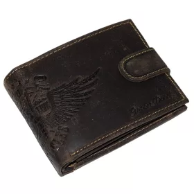   GreenDeed motoros sötétbarna bőr pénztárca, RFID 12 × 9,2 cm