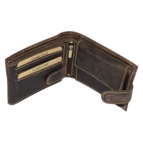   GreenDeed motoros sötétbarna bőr pénztárca, RFID 12 × 9,2 cm