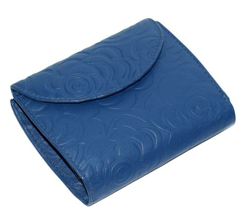 S. Belmonte nyomott mintás, kék színű női bőr pénztárca 12,7 x 10 cm