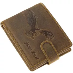 GreenDeed férfi bőr pánt nélküli pénztárca sas mintával 