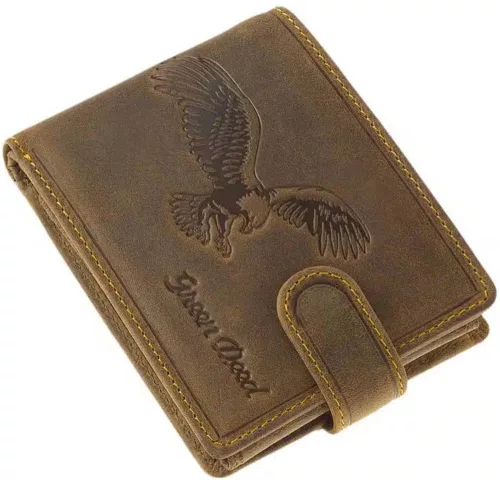 GreenDeed férfi bőr pánt nélküli pénztárca sas mintával 