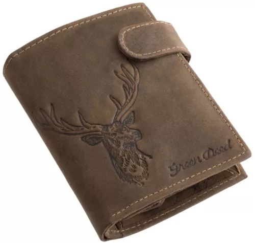 GreenDeed szarvasfej nyomatos barna bőr pénztárca 12,6 × 9,5 cm