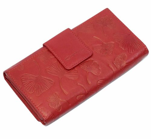 Giultieri nyomott mintás, átkapcsos piros női bőr pénztárca 17,5 x 9 cm